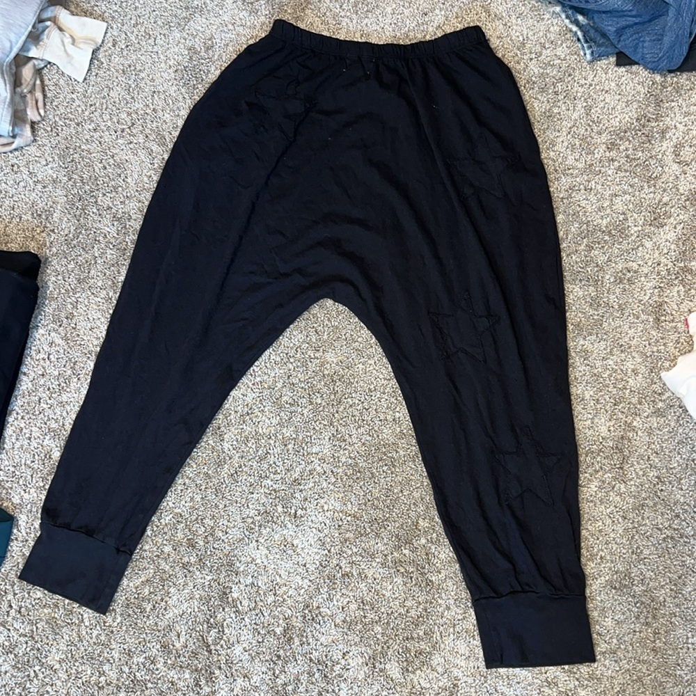 NWOT Sundry Star Drop Crotch Harem Sweatpant Black Size 0-XS Can Fit Up To Small - Picture 13 of 15